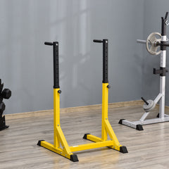 Dip Station, Body Press Parallel Bar with 10 Adjustable Height, Home Gym Workout Trainer Dip Bar, Yellow