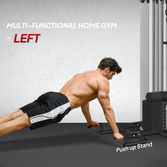 Multi Home Gym Equipment, Workout Station with Sit up Bench, Push up Stand, Dip Station, 143lbs Weights