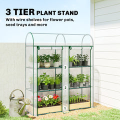 3 Tier Mini Greenhouse, Portable Greenhouse with 2 Roll-up Doors, 56.3" x 18.1" x 64.6", Clear