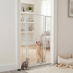 59" Extra Tall Cat Gate, 30"-41" Pet Gate with 2.8" and 5.5" Extensions, for Doorway, Hallway, Stairway, Black