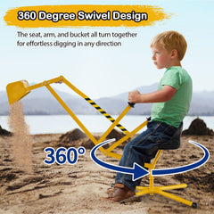 Sand Digger with 2-Handed Controls and Flexible Shovel for 3+ Years Old Kids-Yellow