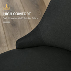 Modern Dining Chair Set of 2, Fabric Upholstered Side Chairs for Kitchen Living Room with Metal Legs, Black