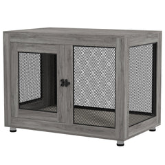 Pet Crate End Table with Water-resistant Cushion or Large Medium Dogs, Black