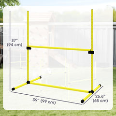 Set of 4 Dog Agility Training Equipment Adjustable Jump Bar Pet Exercise Kit with Carrying Bag (Yellow)