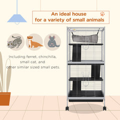 4-Tier Rolling Small Animal Cage, Deluxe Ferret Cage for Mink Chinchilla Kitten Rabbit