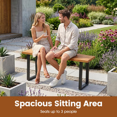 Set of 1 Wood Patio Bench 47.5 inches Long Dining Bench for Entryway Poolside
