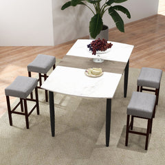 Set of 2 Backless Saddle Bar Stools with Nailhead Trim in Grey, 25 Inch Seat Height
