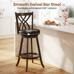 Set of 2 Bar Height Swivel Stools with Hollowed Backs in Grey, 30.5 Inch Seat