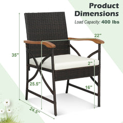Set of 2/4 Patio Wicker Chairs with Soft Zippered Cushion-Set of 4