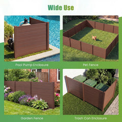 Set of 2 48 x 38 Inch Air Conditioner Fence 2 Panels with Metal Ground Stakes-Brown