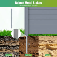 Set of 2 48 x 38 Inch Air Conditioner Fence 2 Panels with Metal Ground Stakes-Gray