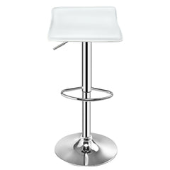 Set of 2 Backless Wave Seat Gas Lift Bar Stools in White, 25 to 33.5 Inch Seat