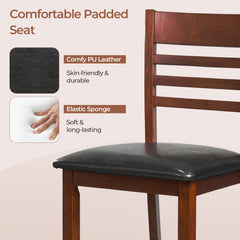 Set of 2 Slatted Back Counter Stools in Walnut with Padded Seats, 25.5 Inch Seat