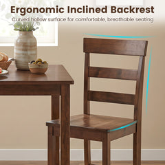 Set of 2 Ladder Back Counter Stools in Walnut with Timber Seats, 24 Inch Seat Height