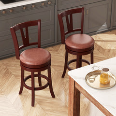 Set of 2 Swivel Counter Stools with High Backs and 105 Degree Recline, 26 Inch Seat