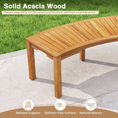 Set of 2 Outdoor Bench Acacia Wood Curved Garden Bench 2-Person