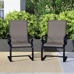 Set of 2 Patio Chairs with Quick-drying and Breathable Fabric for Backyard-Gray