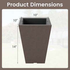 Set of 2 Square Taper Planter with Removable Inner Bucket and Optional Drainage Hole-S