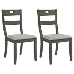 Set of 2 Grey Dining Chairs with 19.5 Inch Wide Padded Seat and Rubber Wood Frame