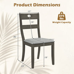 Set of 2 Grey Dining Chairs with 19.5 Inch Wide Padded Seat and Rubber Wood Frame