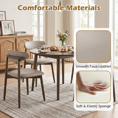 Set of 2 Mid Century Dining Chairs with Curved Floating Backrest, Grey Faux Leather