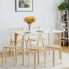 Set of 4 Stackable Bentwood Stools with Round Seat, Natural, 18 Inch