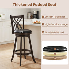 Set of 4 Bar Height Swivel Stools with Hollowed Backs in Grey, 30.5 Inch Seat