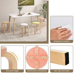 Set of 4 Stackable Bentwood Stools with Round Tops in Four Colours, 18 Inch Seat
