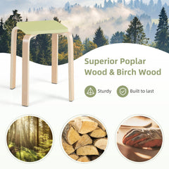 Set of 4 Stackable Square Stools in Mixed Pastel Colours, Poplar and Birch, 18 Inch