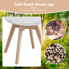 Set of 4 Mid Century Shell Dining Chairs with Padded PU Seat and Beech Legs, White