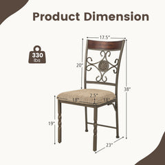 Set of 4 Metal Frame Dining Chairs with Scrollwork Back and Padded Seat