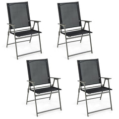 Set of 4 Patio Folding Chair Set with Rustproof Metal Frame-Black
