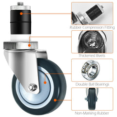 Set of 4 Swivel Caster Wheel with Brake