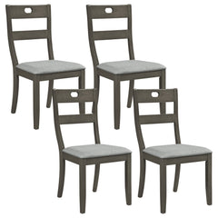 Set of 4 Grey Dining Chairs with 19.5 Inch Wide Padded Seat and Rubber Wood Frame