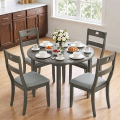 Set of 4 Grey Dining Chairs with 19.5 Inch Wide Padded Seat and Rubber Wood Frame