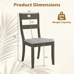 Set of 4 Grey Dining Chairs with 19.5 Inch Wide Padded Seat and Rubber Wood Frame