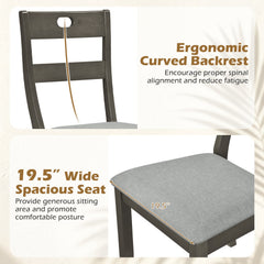 Set of 4 Grey Dining Chairs with 19.5 Inch Wide Padded Seat and Rubber Wood Frame