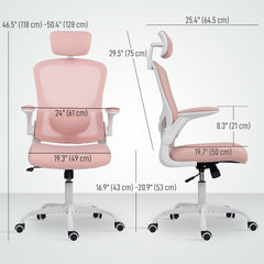 Ergonomic Office Chair, Mesh Desk Chair with Adjustable Headrest, Lumbar Support and Height, Flip-Up Armrests, Black