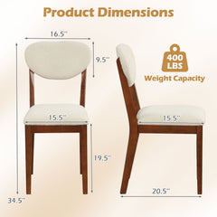 Set of 4 Sherpa Dining Chairs with Oval Backrest and Walnut Rubber Wood Legs