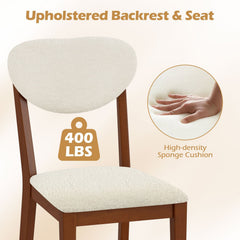 Set of 4 Sherpa Dining Chairs with Oval Backrest and Walnut Rubber Wood Legs