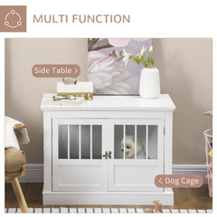 31" Dog Crate Furniture End Table with Three Doors for Small Dogs, Coffee