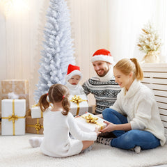 5 FT White Pencil Christmas Tree, 240 PVC Tips on a Folding Metal Stand, Unlit