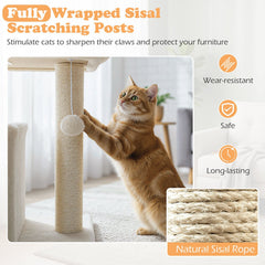 Small Beige Cat Tree 19.5 Inches with a Condo and a Padded Perch Bed