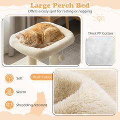 Small Beige Cat Tree 19.5 Inches with a Condo and a Padded Perch Bed