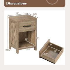Nightstand with Drawer and Shelf, Natural