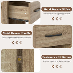 Nightstand with Drawer and Shelf, Natural