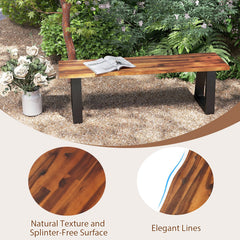 Solid Acacia Wood Patio Bench Dining Bench Seating Bench