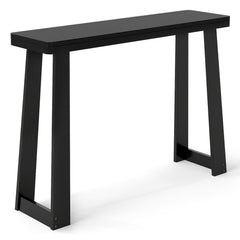 Solid Rubber Wood Console Table 43inch Narrow Entryway Table with Thick Tabletop and Stable Base-Black