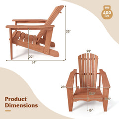 Solid Wood Adirondack Chair with High, Backrest and Wide Armrests