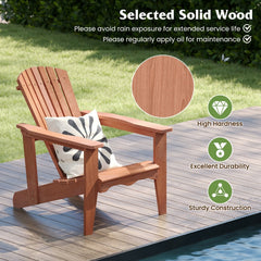 Solid Wood Adirondack Chair with High, Backrest and Wide Armrests